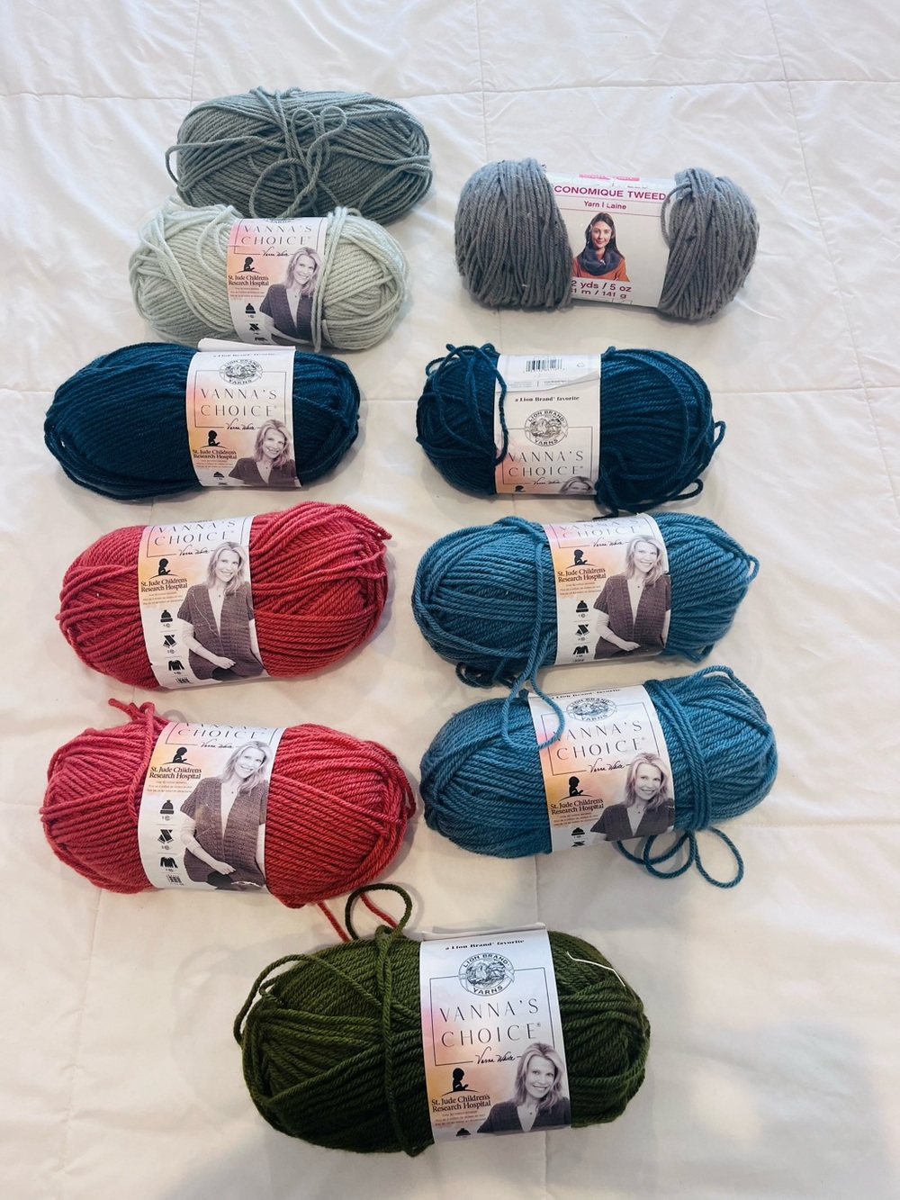 NEW LION BRAND YARN LOT OF 10 SKEINS Vanna’s Choice Autumn Fall Colors Mixed